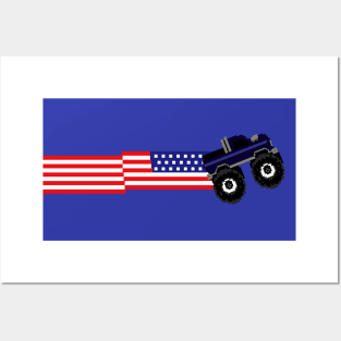 8 bit American Monster Truck Posters and Art